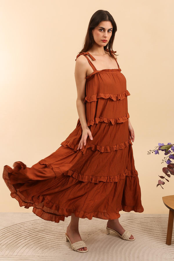 Robe Shaki longue brique