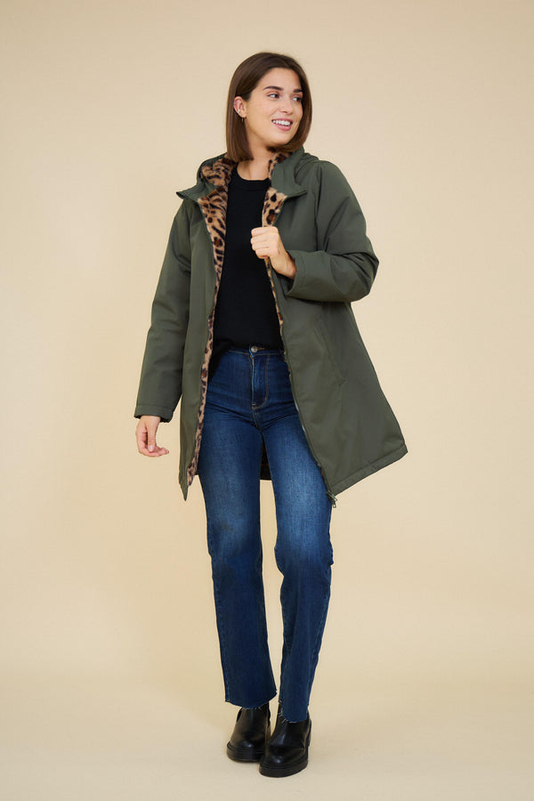 Parka kaki imperméable Léopard