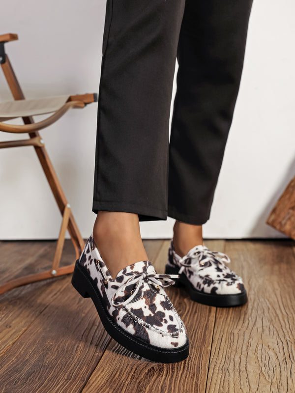 Mocassins lacets  imprimé Vache